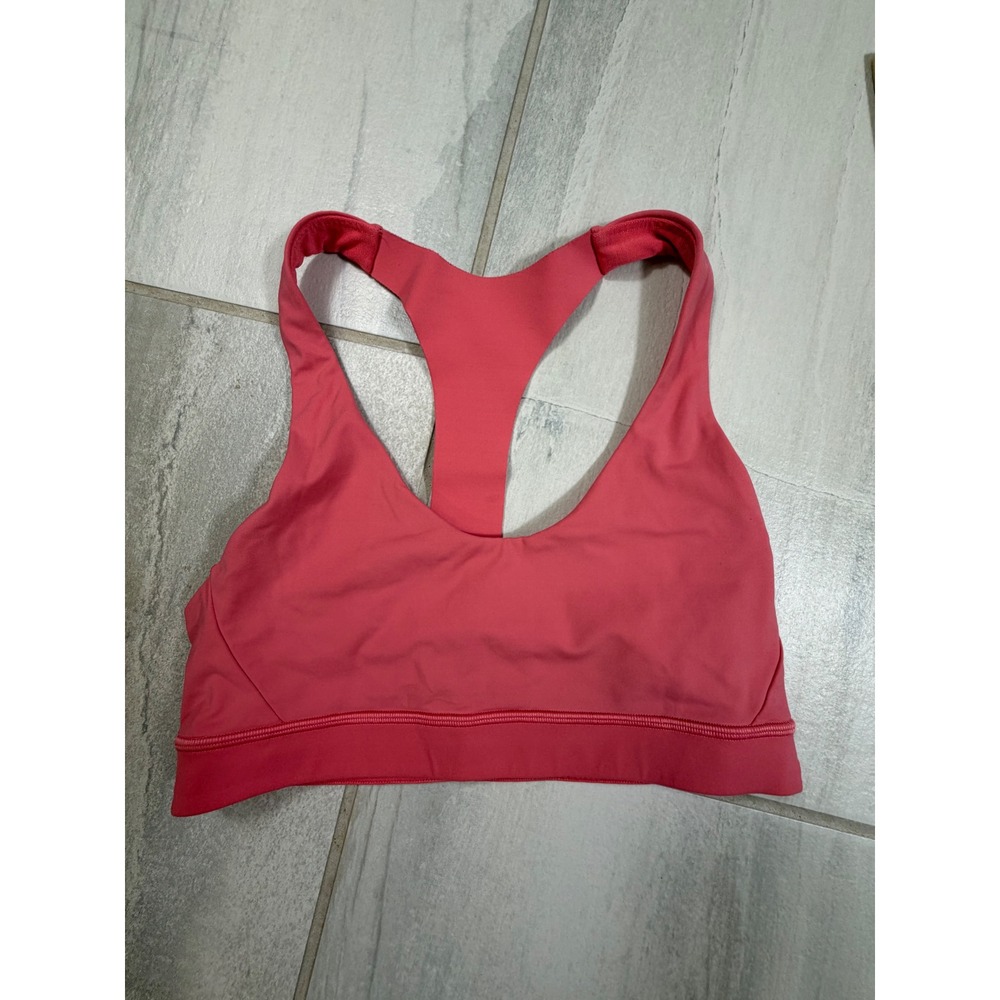 Lululemon Invigorate Bra Pink Red Racerback Sports Bra Size 6 LW2AMTS